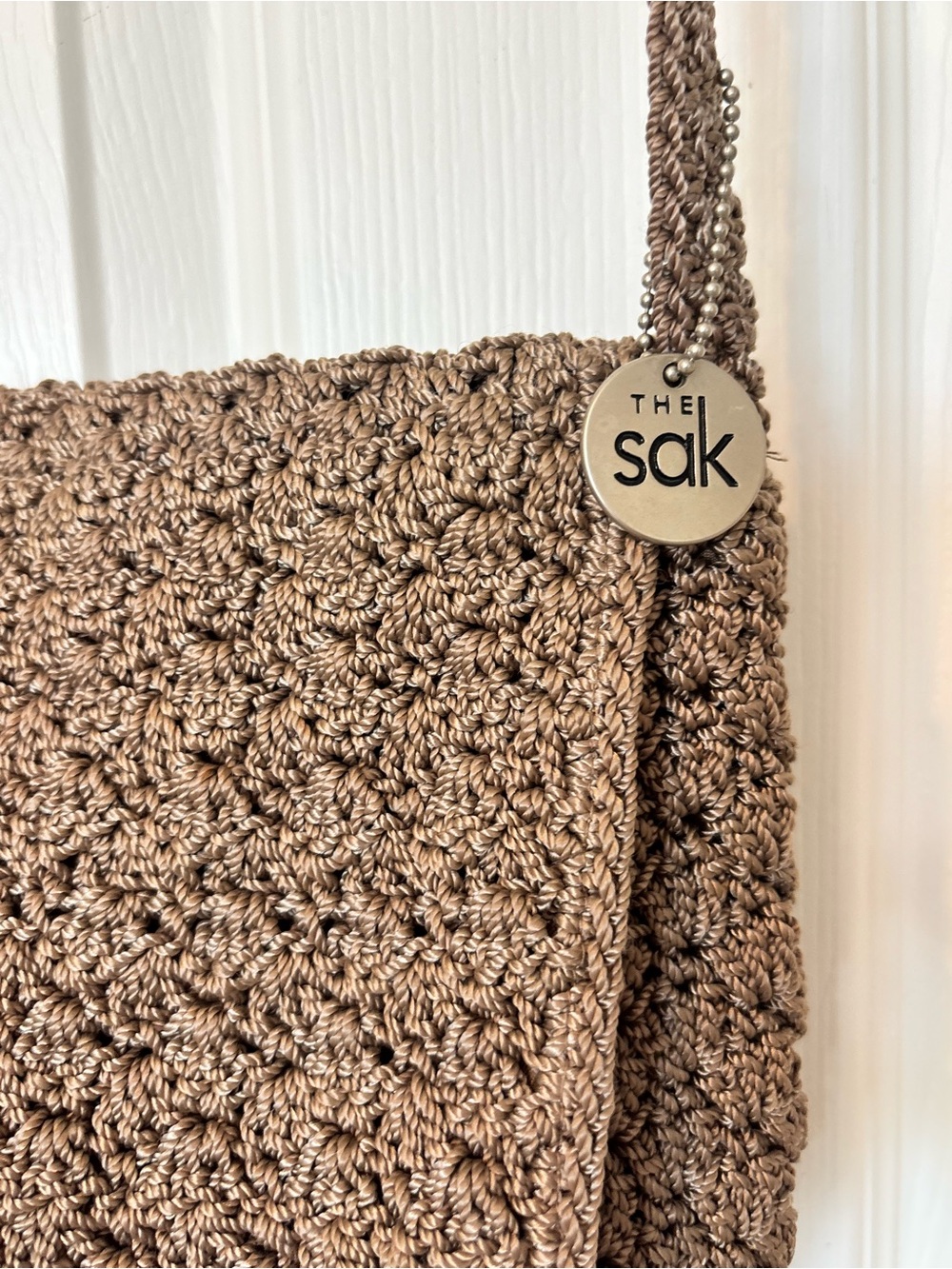 The Sak Crochet Crossbody Bag in Brown/Taupe